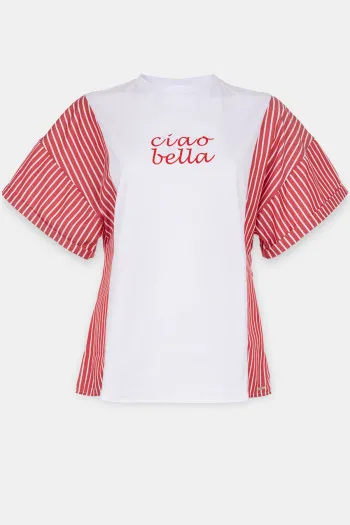 Majica sa prugama i natpisom “Ciao Bella” 