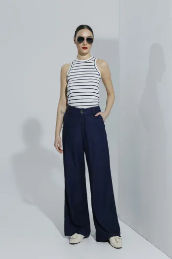 Tencel pantalone širokog kroja u denim stilu 