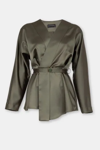 Satenska bluza na preklop 
