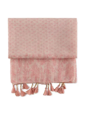 Roze ešarpa sa diskretnim motivima 